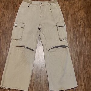 Pol Women's Pants Cargo Trousers Baggy Wide Leg Large